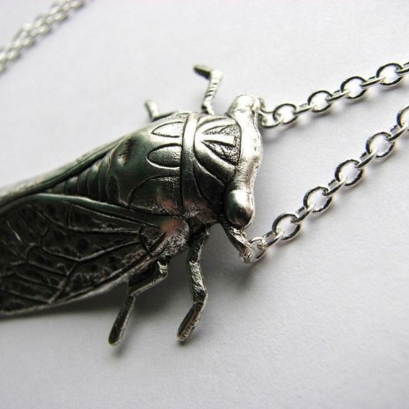 Cicada Bug Necklace Silver Pendant Boho Boyhood - Picture 4 of 8